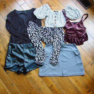 Bundle of 6 Tops Mini Skirt Faux Leather Shorts Topshop Urban Behaviour Small